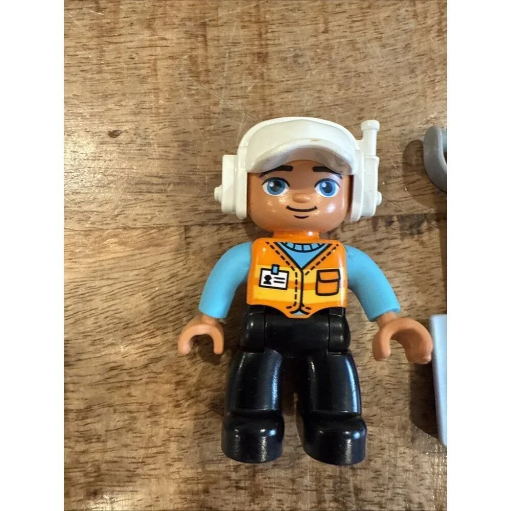 LEGO Duplo Construction Workers toy figures White Helmet Headset shovel